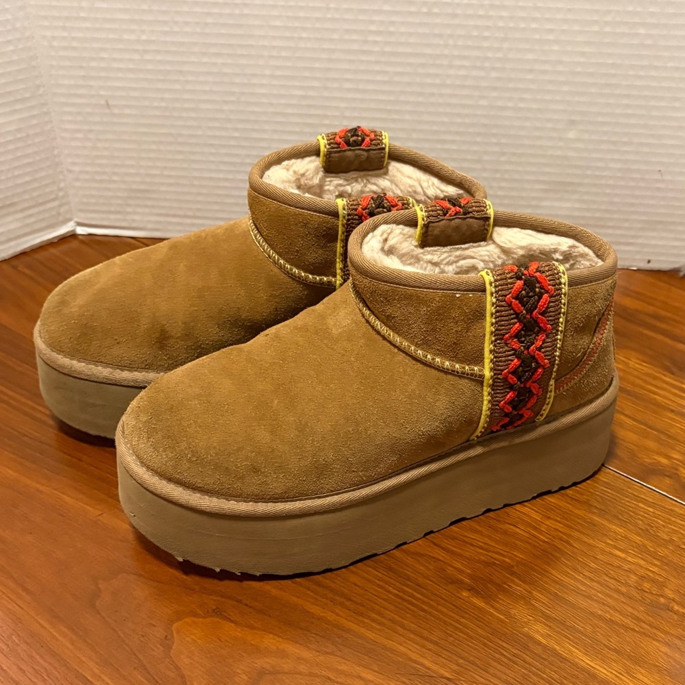 UGG ULTRA MINI BRAID PLATFORM CHESTNUT BOOTS US 8 - image 2
